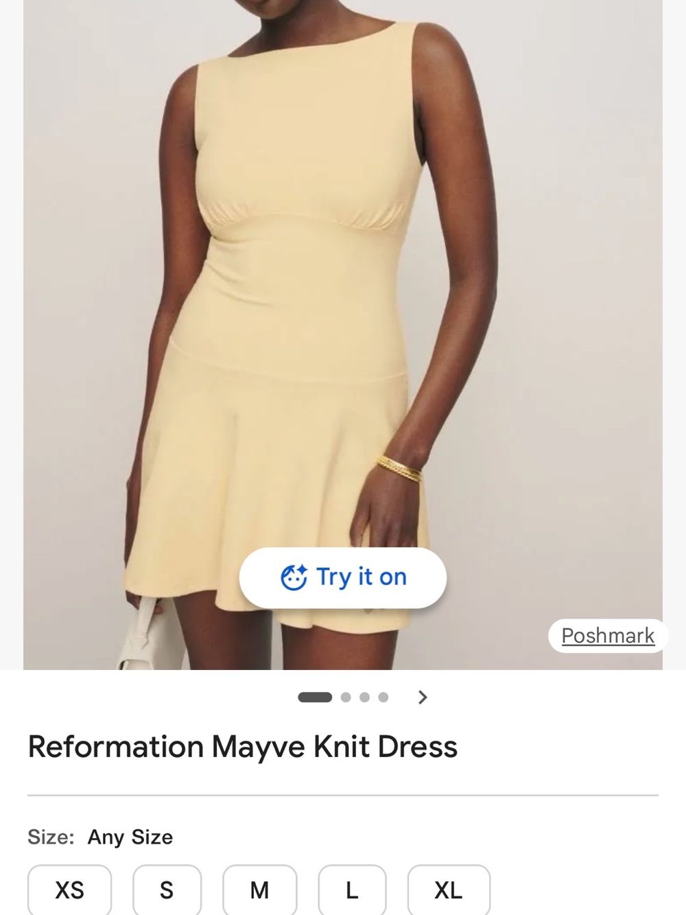 Reformation Pale Yellow Sleeveless Knit Mini Dress